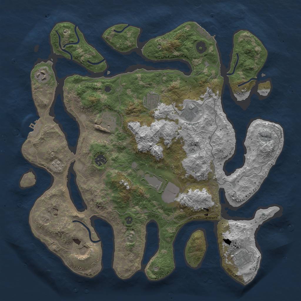 Rust Map: Procedural Map, Size: 4000, Seed: 47848, 14 Monuments