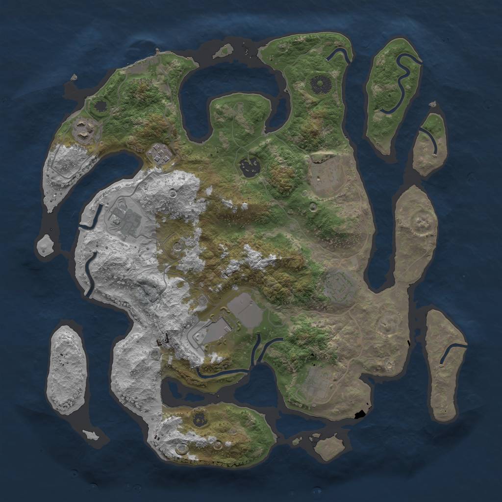 Rust Map: Procedural Map, Size: 3700, Seed: 856635, 12 Monuments