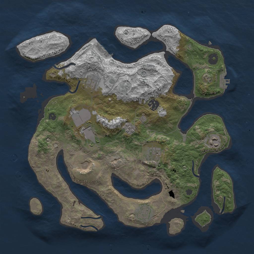 Rust Map: Procedural Map, Size: 3500, Seed: 663731118, 13 Monuments