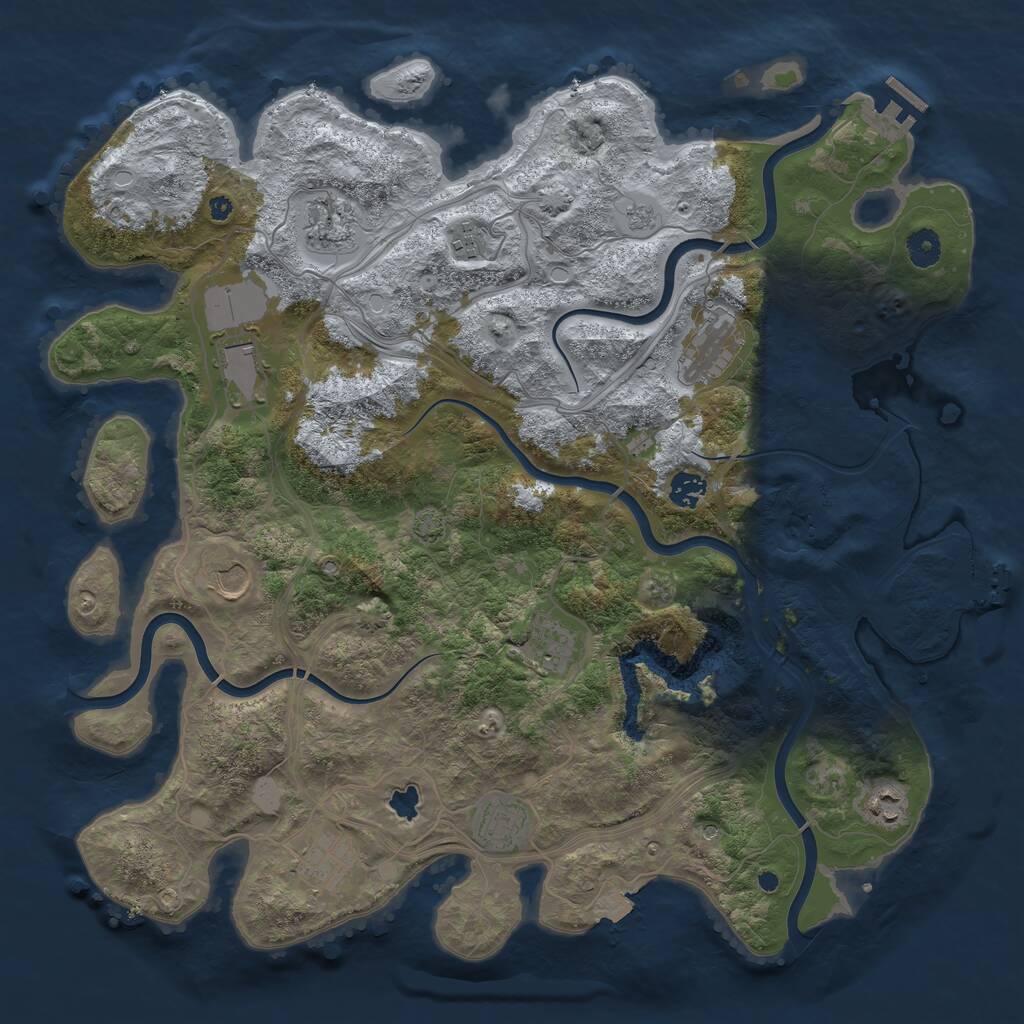 Rust Map: Procedural Map, Size: 4250, Seed: 609957, 16 Monuments