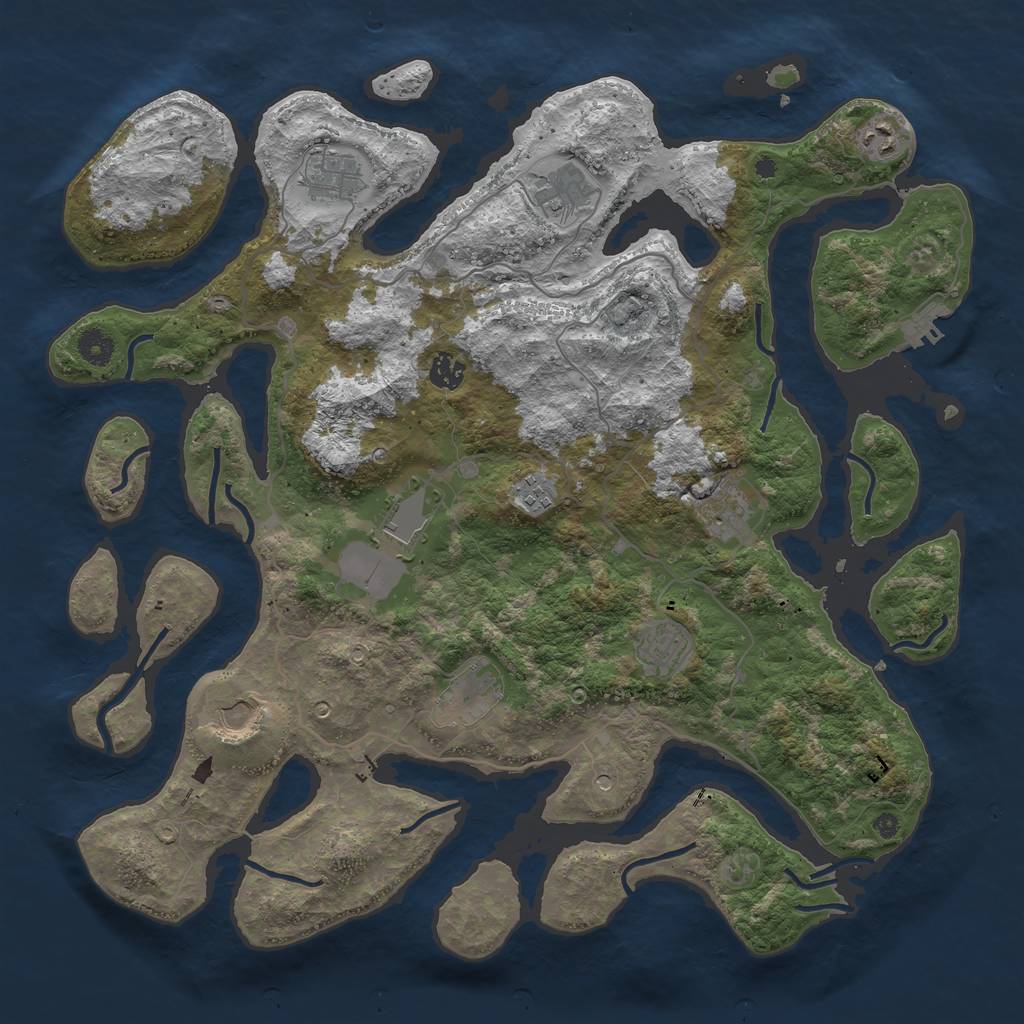 Rust Map: Procedural Map, Size: 4250, Seed: 609957, 14 Monuments