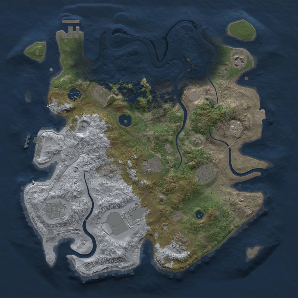 Rust Map: Procedural Map, Size: 3500, Seed: 842345745, 15 Monuments