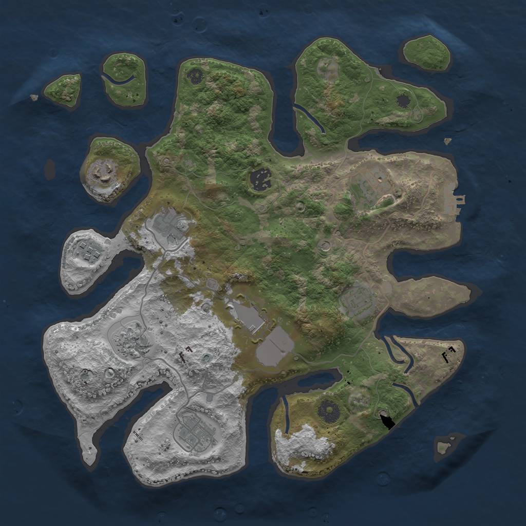 Rust Map: Procedural Map, Size: 3500, Seed: 842345745, 13 Monuments