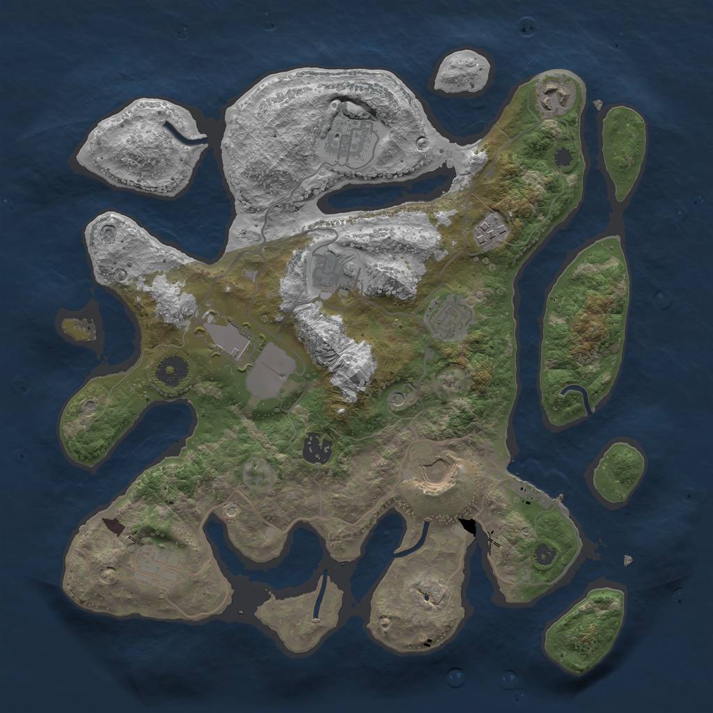 Rust Map: Procedural Map, Size: 3500, Seed: 2390, 13 Monuments