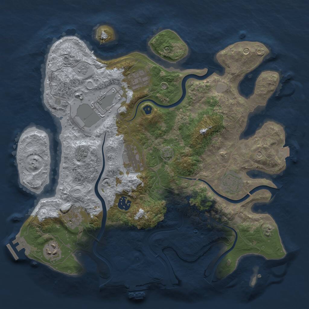 Rust Map: Procedural Map, Size: 3500, Seed: 442146061, 14 Monuments