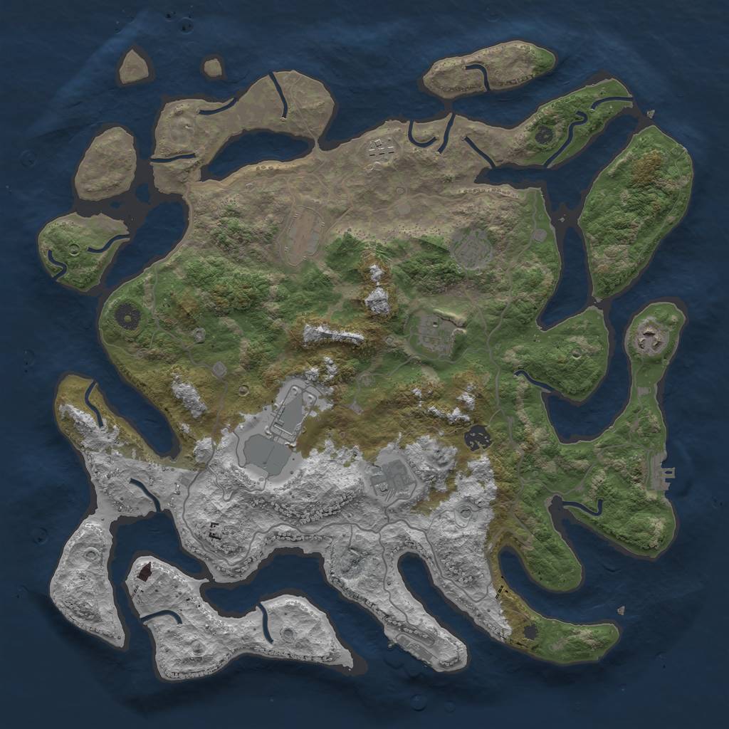 Rust Map: Procedural Map, Size: 4250, Seed: 366586, 13 Monuments