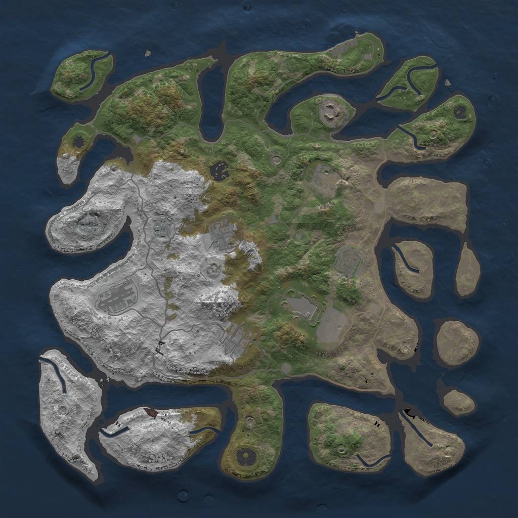 Rust Map: Procedural Map, Size: 4000, Seed: 2304444, 13 Monuments