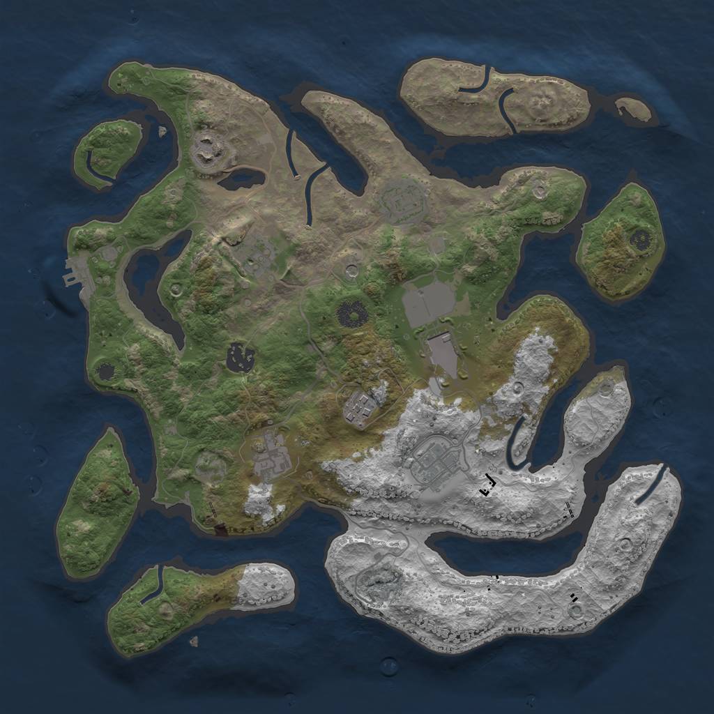 Rust Map: Procedural Map, Size: 3600, Seed: 1981164558, 12 Monuments