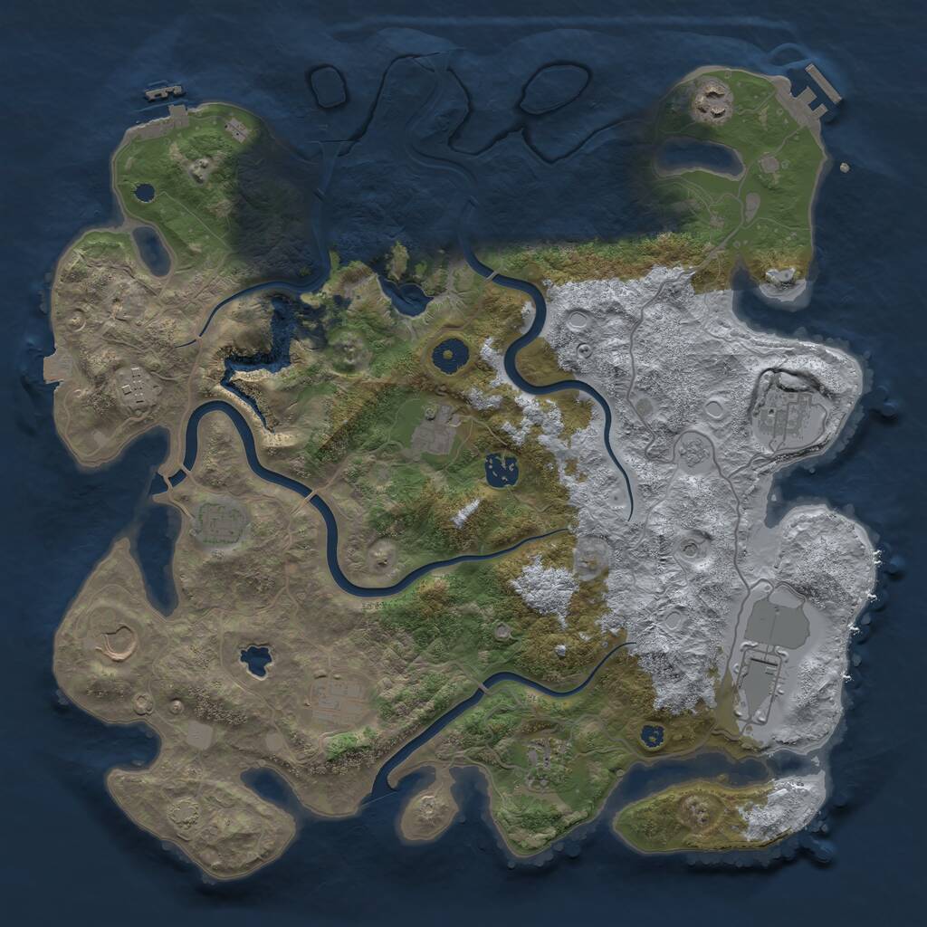Rust Map: Procedural Map, Size: 4000, Seed: 1550, 16 Monuments