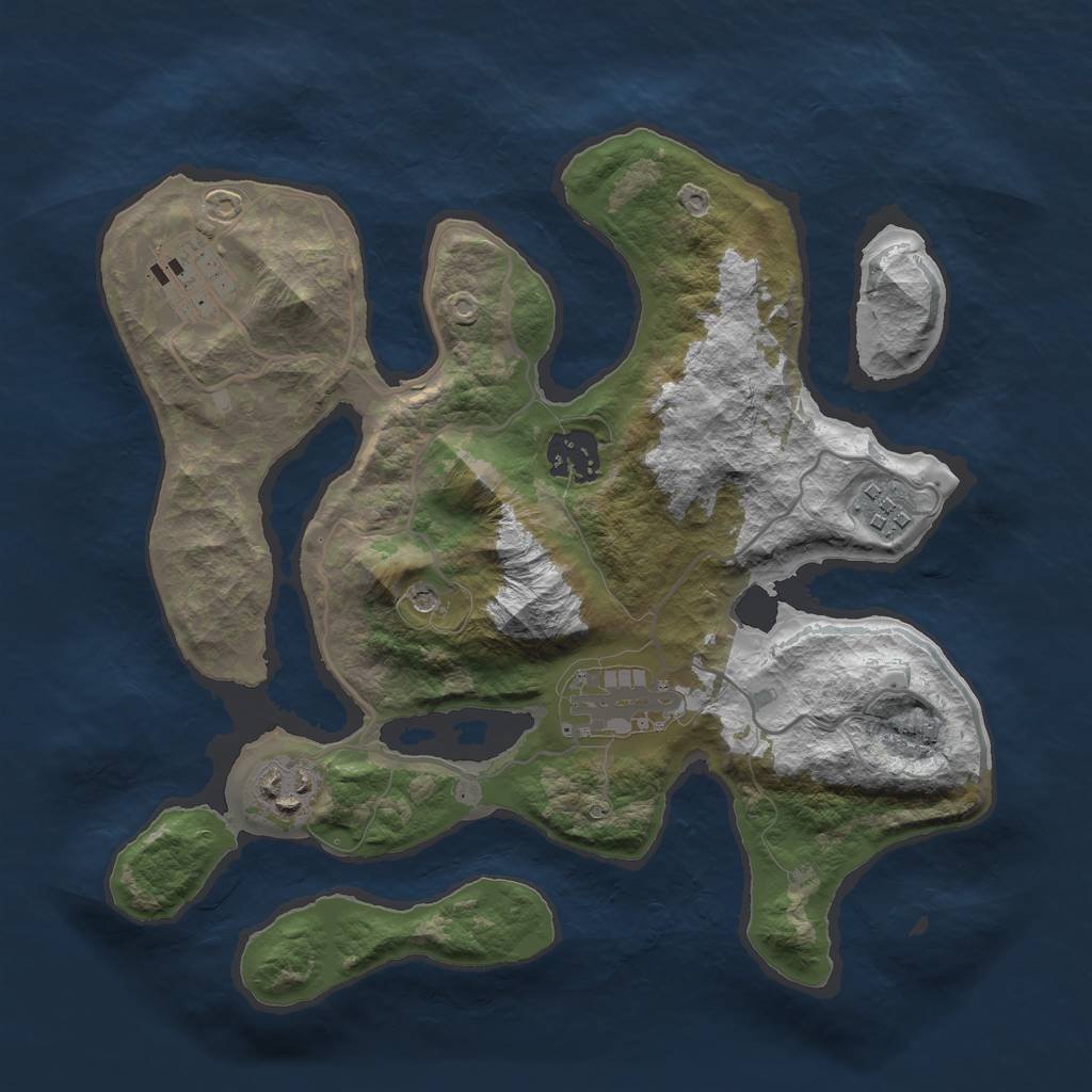 Rust Map: Barren, Size: 3000, Seed: 253749978, 8 Monuments