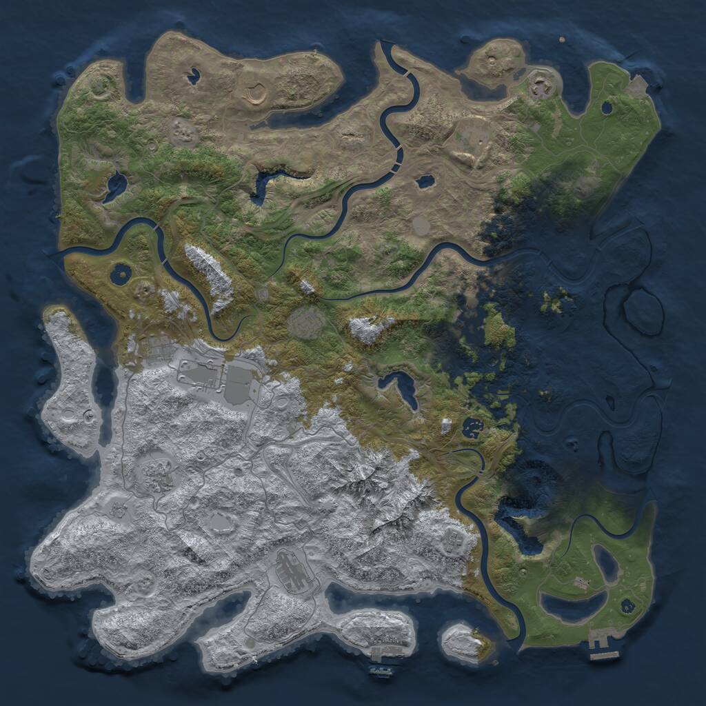Rust Map: Procedural Map, Size: 5000, Seed: 999999, 17 Monuments