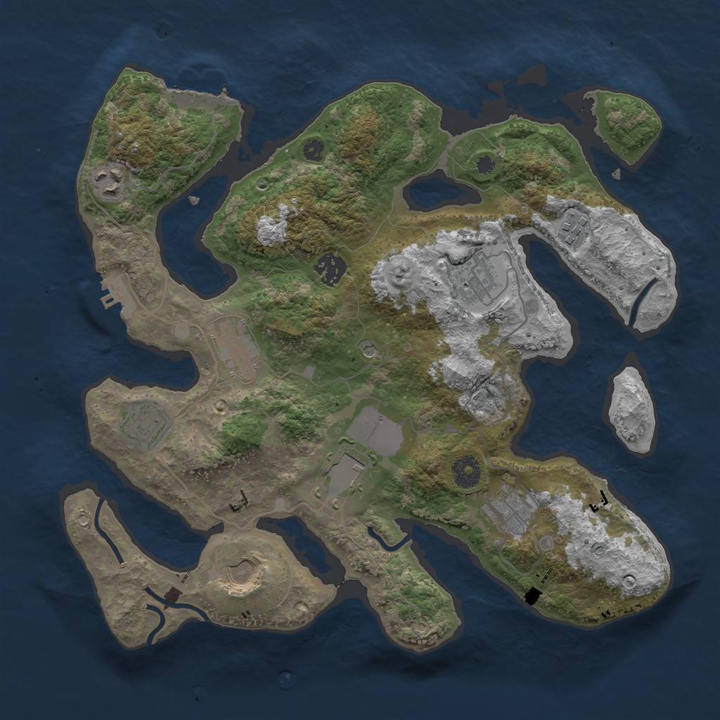 Rust Map: Procedural Map, Size: 3500, Seed: 813322454, 14 Monuments