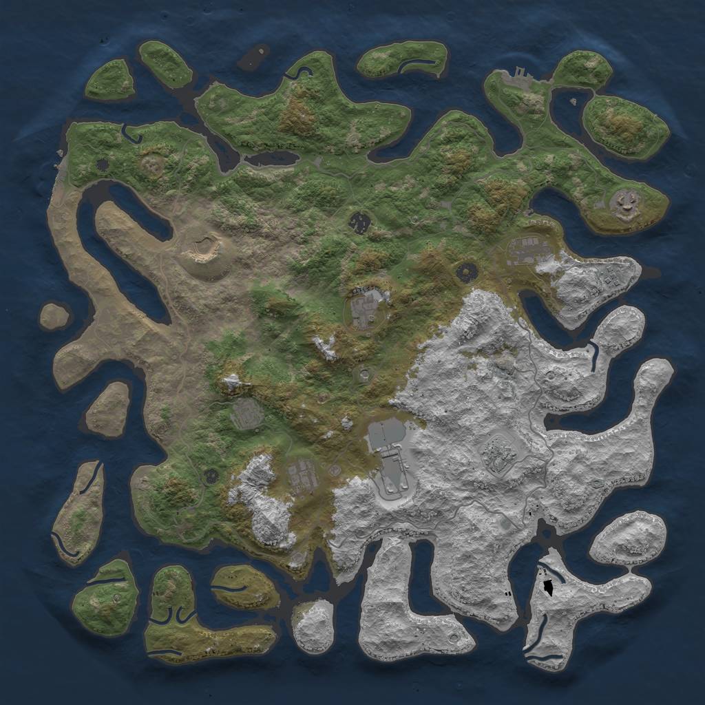 Rust Map: Procedural Map, Size: 5000, Seed: 4686, 15 Monuments