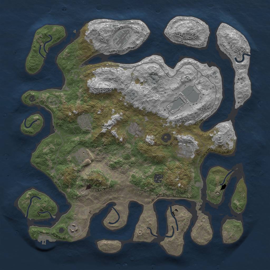 Rust Map: Procedural Map, Size: 4250, Seed: 664128, 13 Monuments