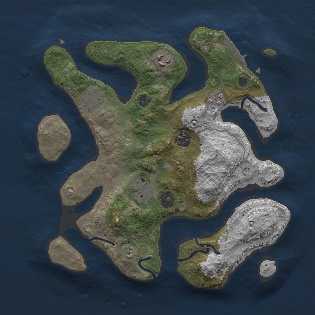 Rust Map: Procedural Map, Size: 3000, Seed: 202087687, 9 Monuments