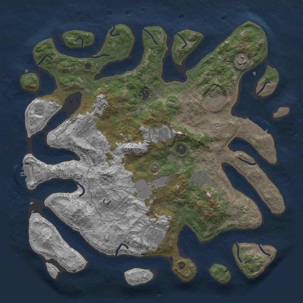 Rust Map: Procedural Map, Size: 4250, Seed: 864652, 14 Monuments