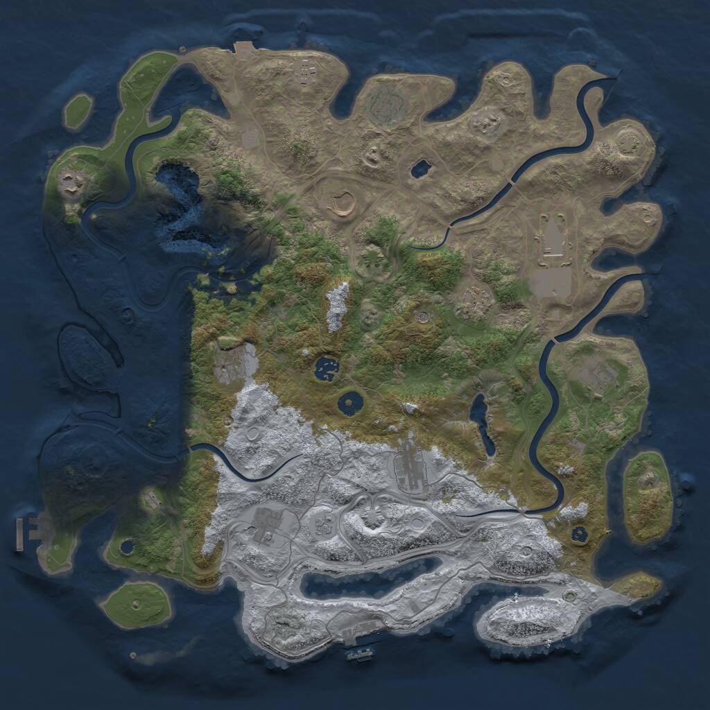 Rust Map: Procedural Map, Size: 4400, Seed: 754, 17 Monuments