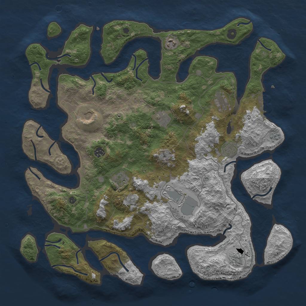 Rust Map: Procedural Map, Size: 4500, Seed: 84051821, 14 Monuments