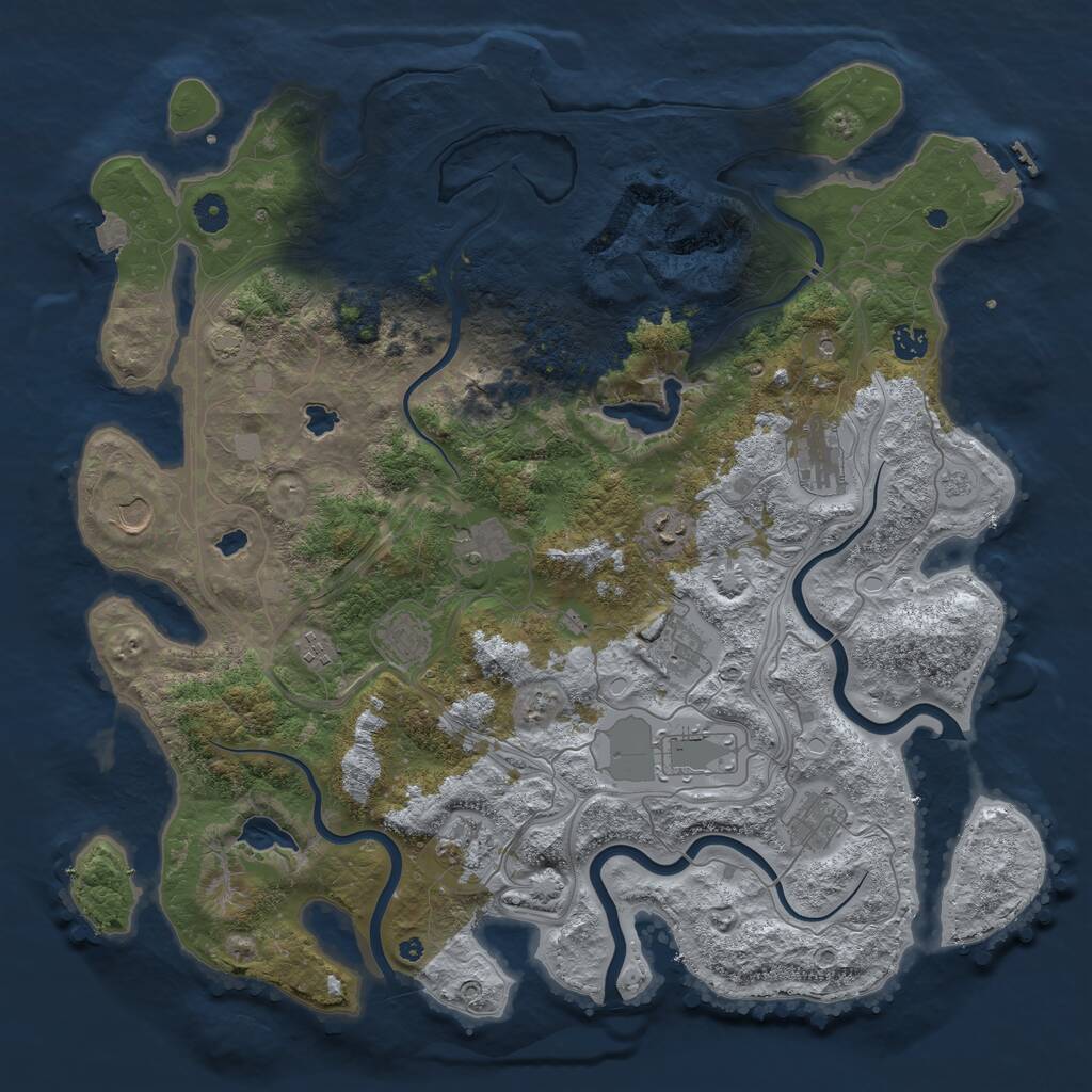 Rust Map: Procedural Map, Size: 4500, Seed: 84051821, 17 Monuments