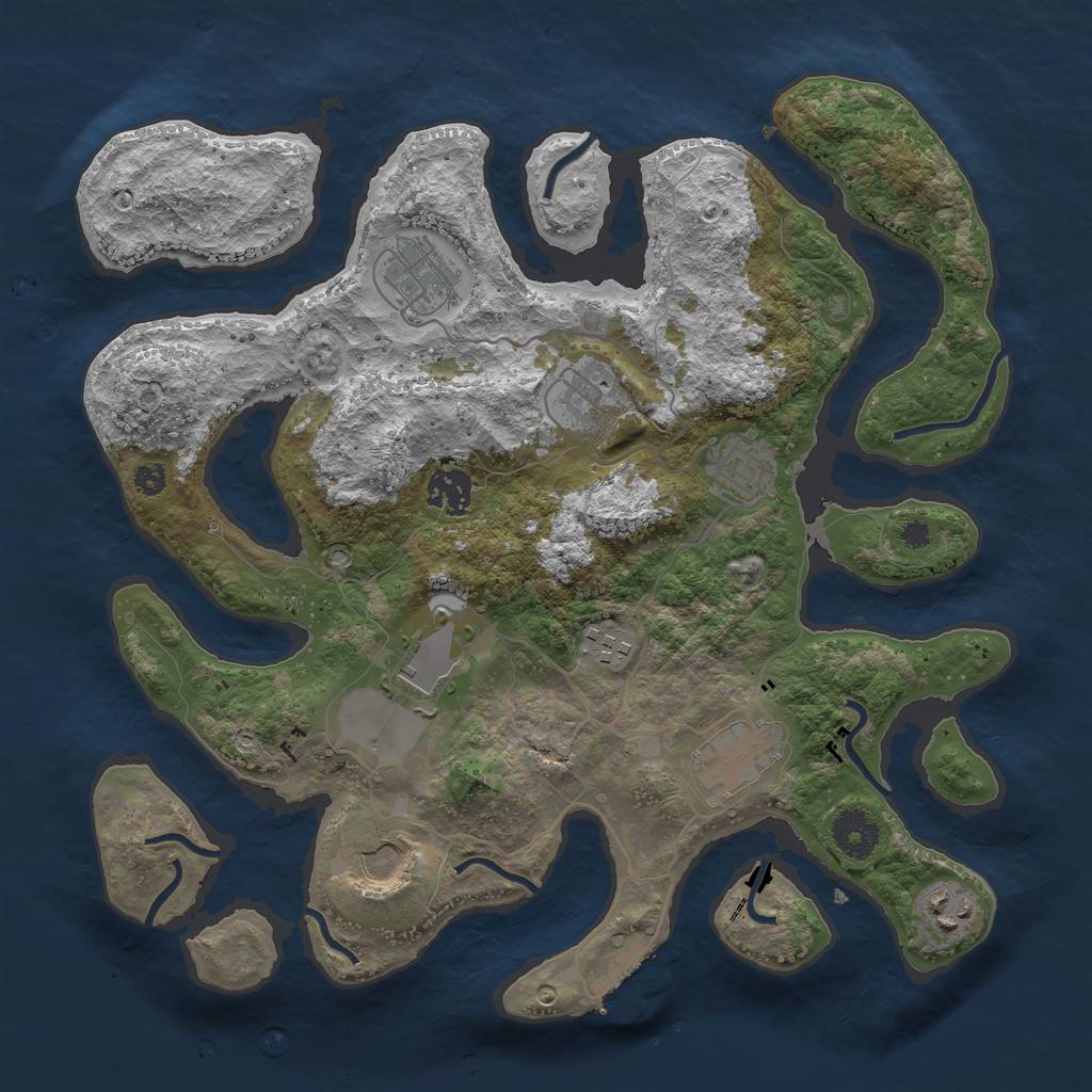 Rust Map: Procedural Map, Size: 3500, Seed: 11048809, 12 Monuments