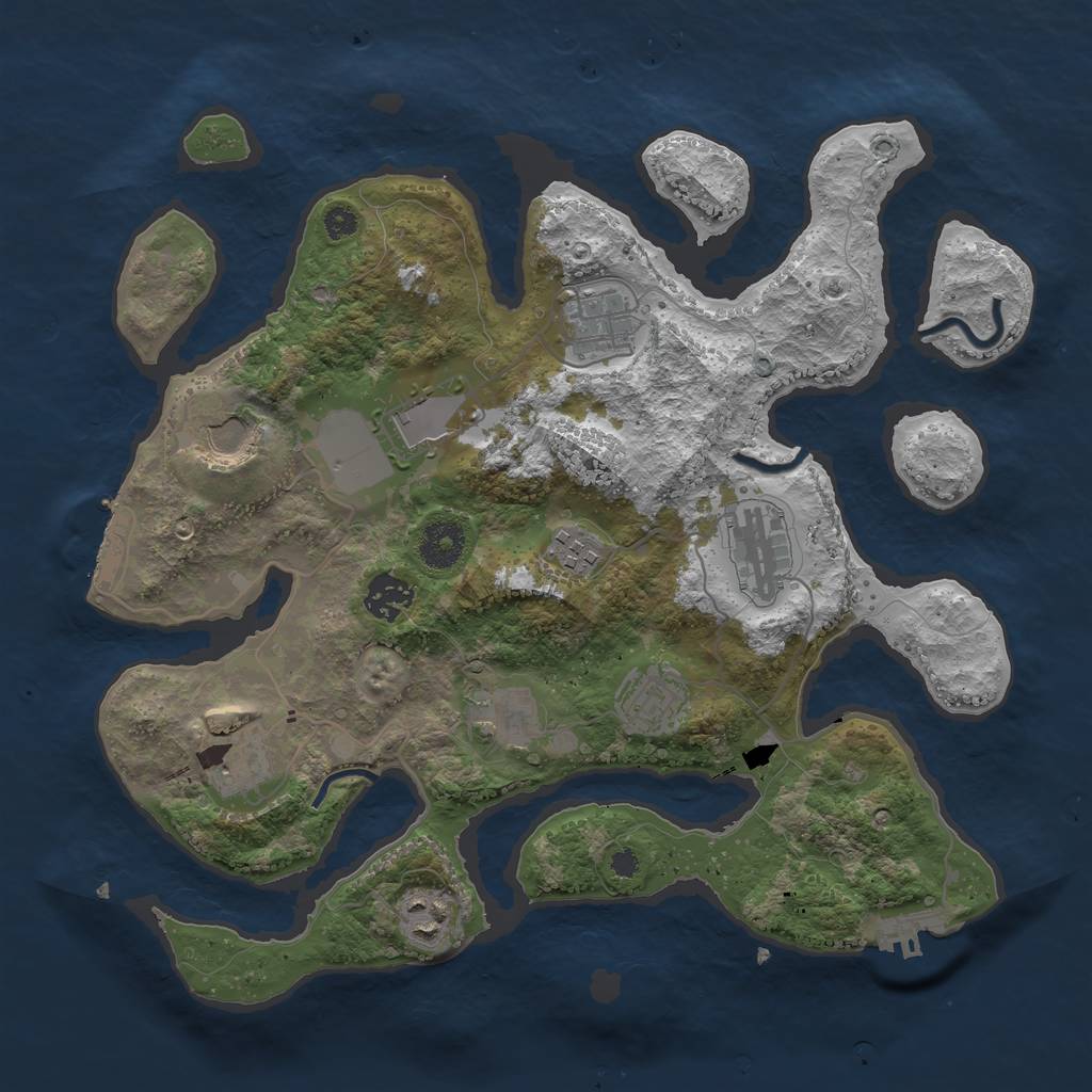 Rust Map: Procedural Map, Size: 3500, Seed: 1591526167, 14 Monuments