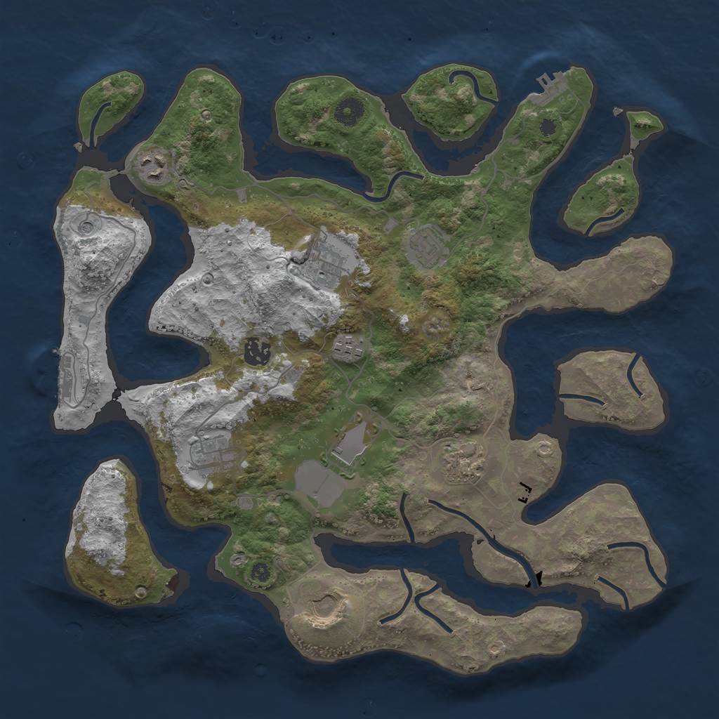 Rust Map: Procedural Map, Size: 3800, Seed: 6739, 14 Monuments