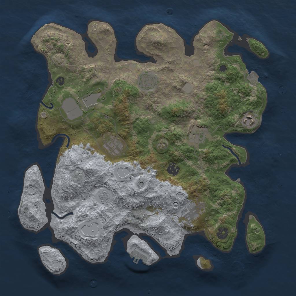 Rust Map: Procedural Map, Size: 3600, Seed: 1242762169, 14 Monuments