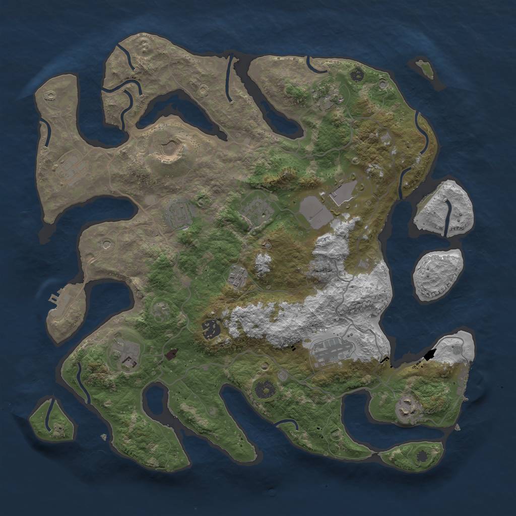 Rust Map: Procedural Map, Size: 4000, Seed: 2000988221, 16 Monuments