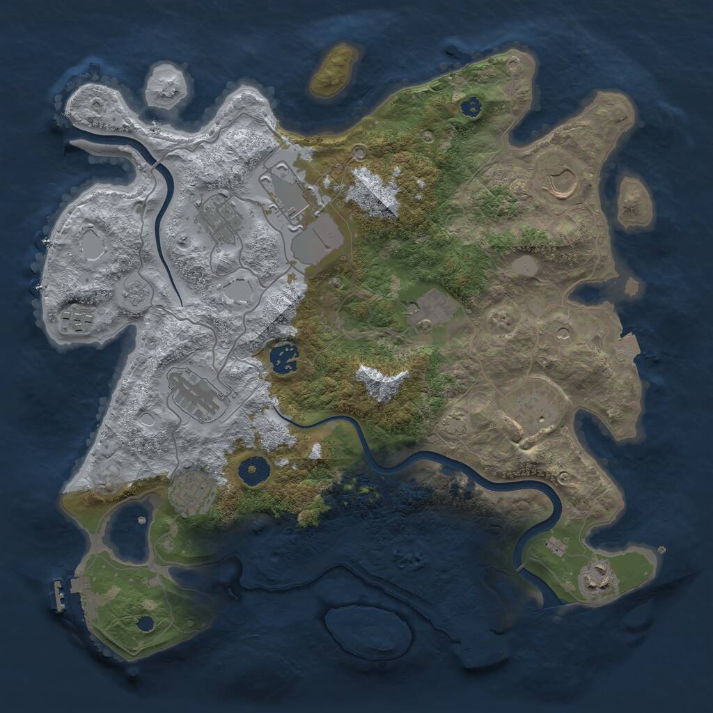 Rust Map: Procedural Map, Size: 3600, Seed: 36378388, 16 Monuments