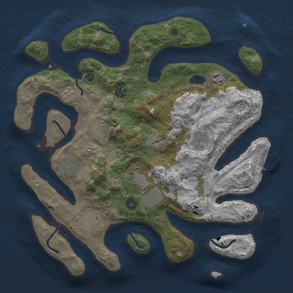 Rust Map: Procedural Map, Size: 3650, Seed: 7829423, 12 Monuments