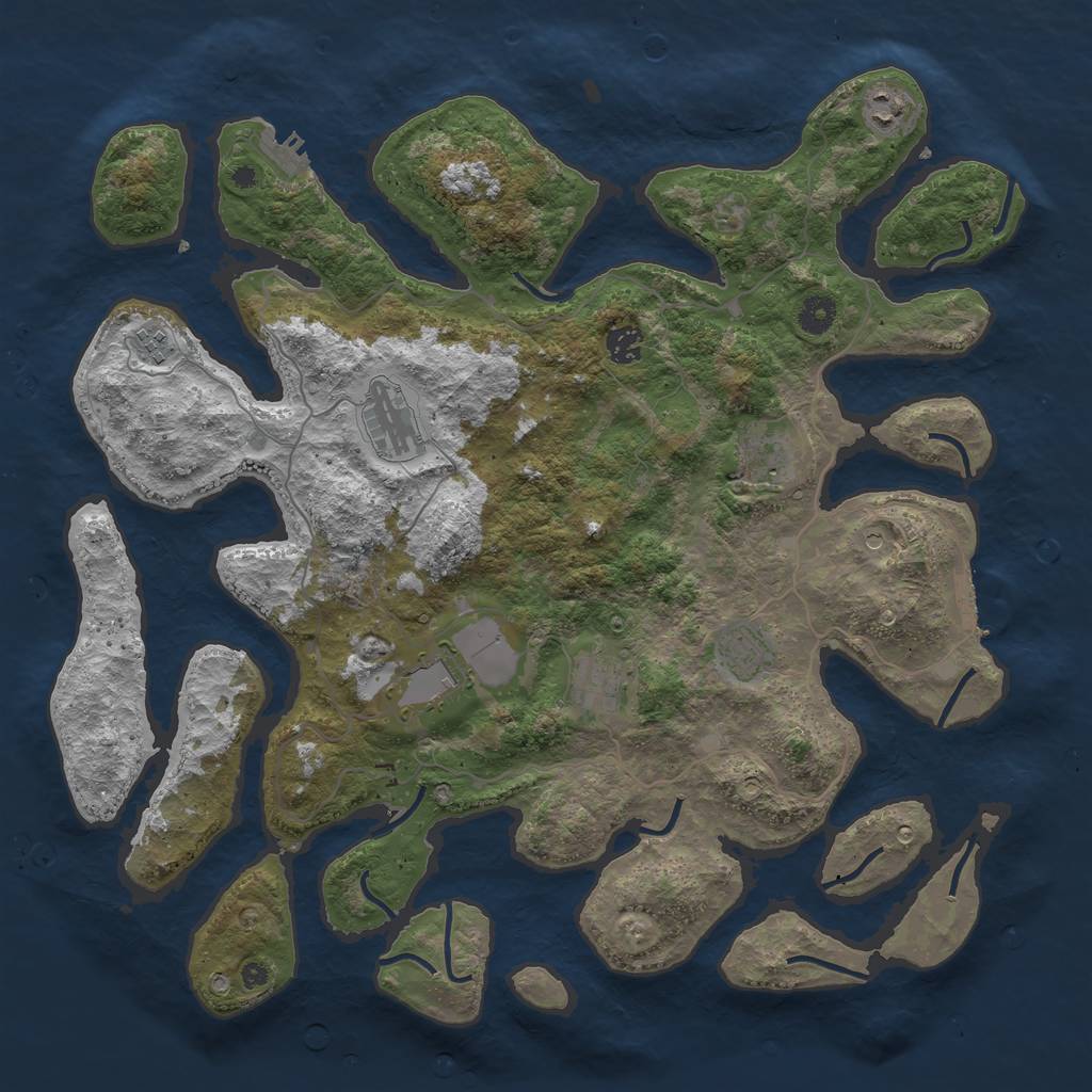 Rust Map: Procedural Map, Size: 4250, Seed: 601858, 13 Monuments