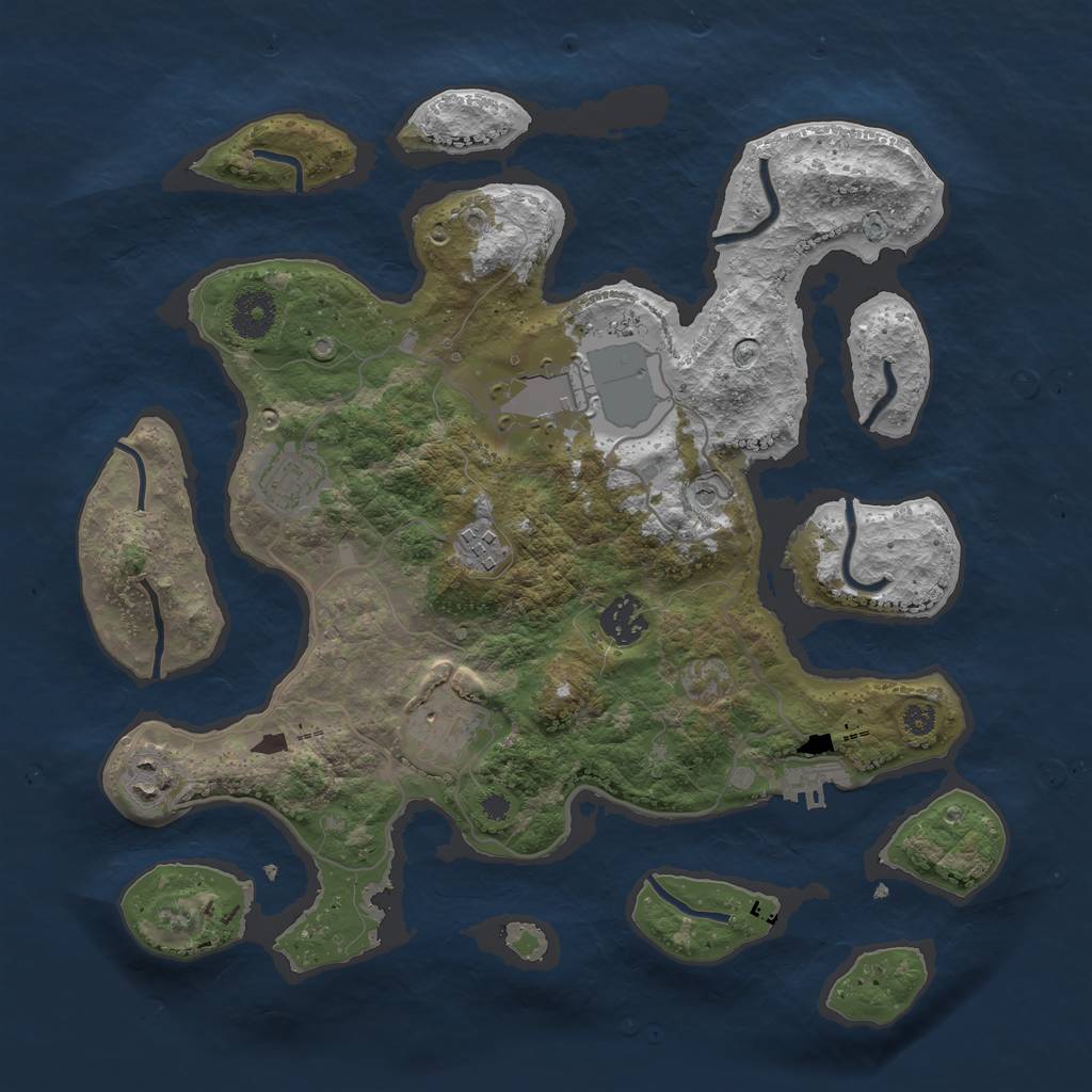 Rust Map: Procedural Map, Size: 3500, Seed: 1791541704, 10 Monuments