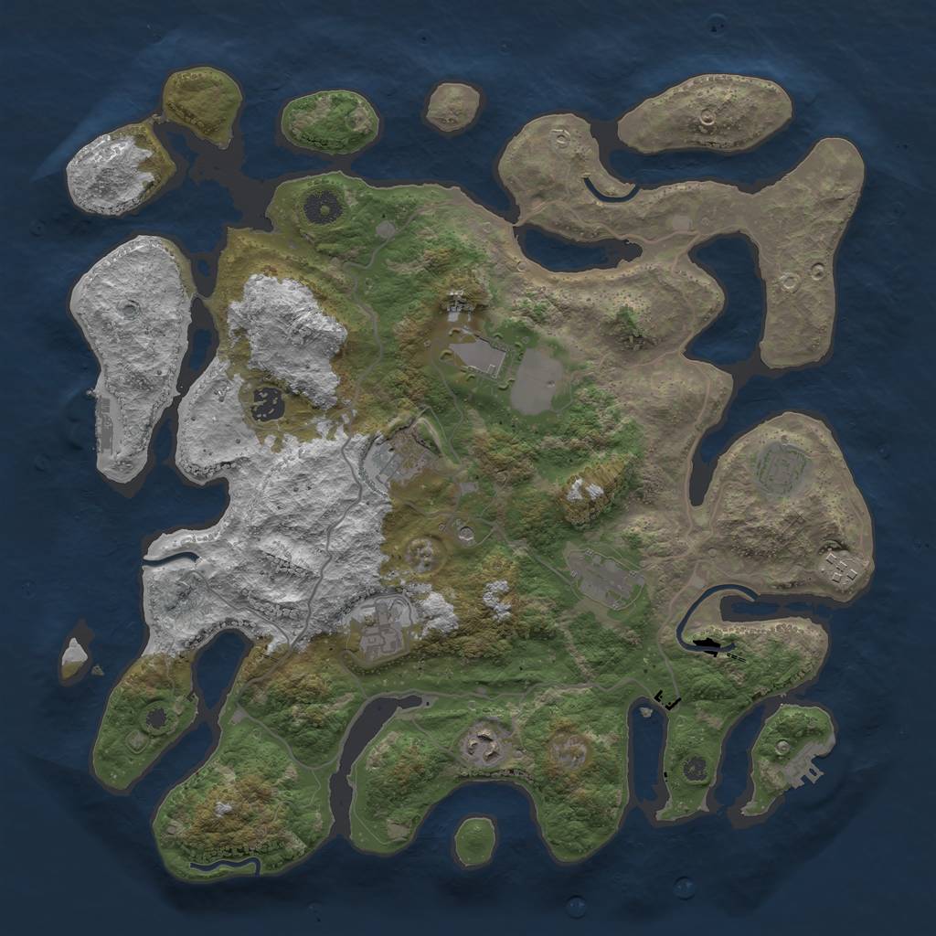 Rust Map: Procedural Map, Size: 4000, Seed: 6544645, 13 Monuments