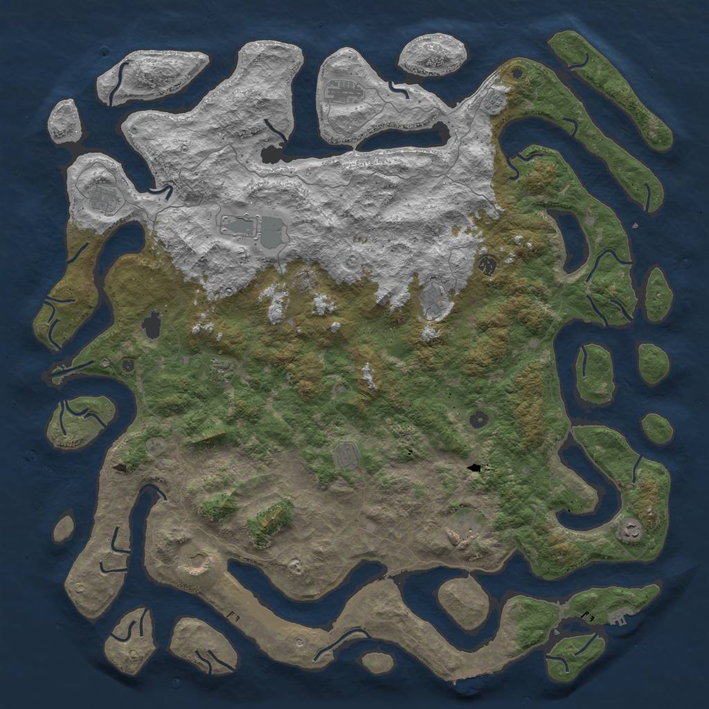 Rust Map: Procedural Map, Size: 6000, Seed: 200535217, 16 Monuments