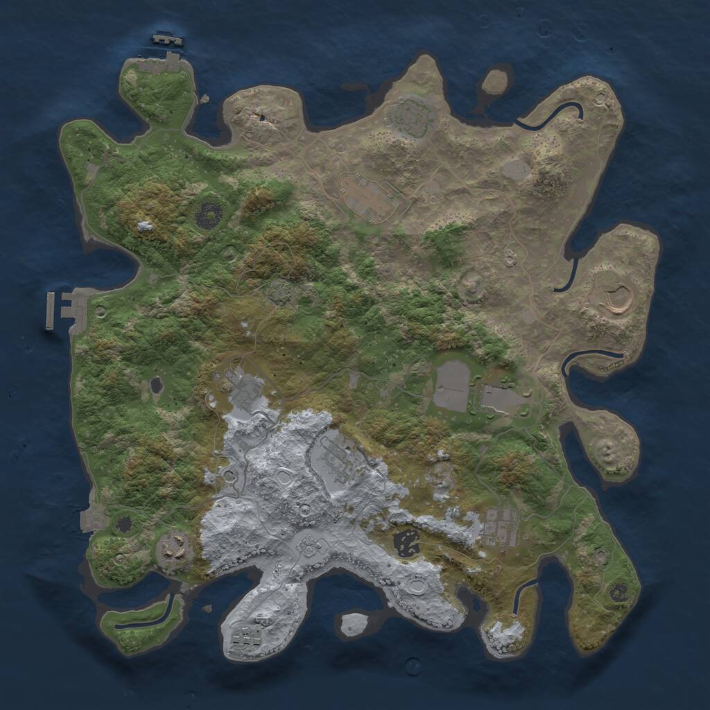 Rust Map: Procedural Map, Size: 3800, Seed: 585497871, 16 Monuments