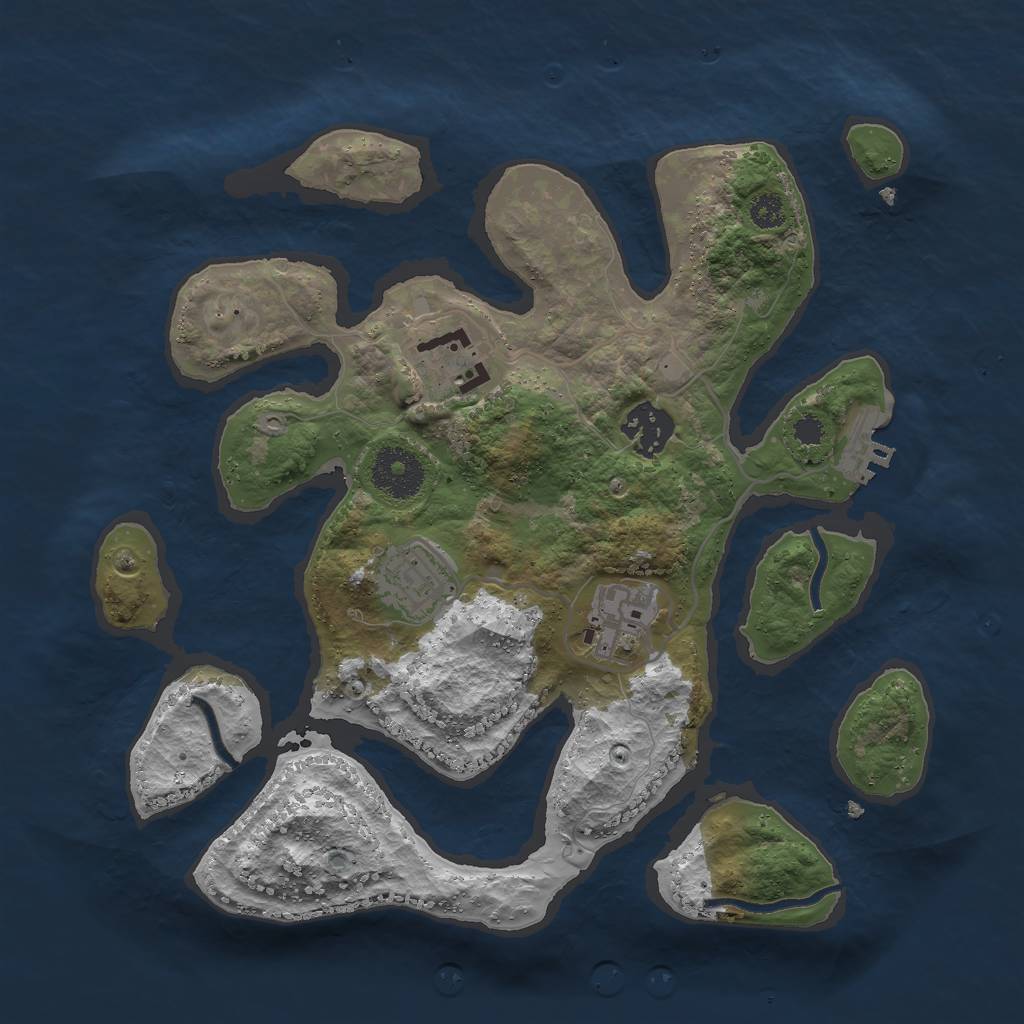 Rust Map: Procedural Map, Size: 3000, Seed: 2092075918, 7 Monuments