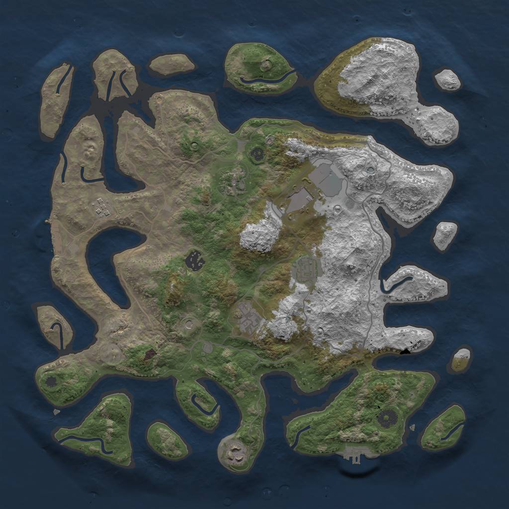 Rust Map: Procedural Map, Size: 4000, Seed: 2127453, 12 Monuments