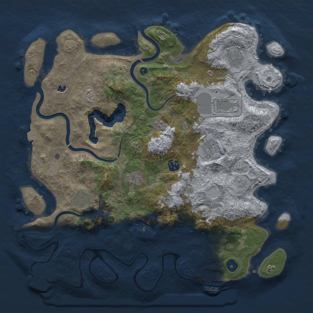 Rust Map: Procedural Map, Size: 4000, Seed: 2127453, 13 Monuments