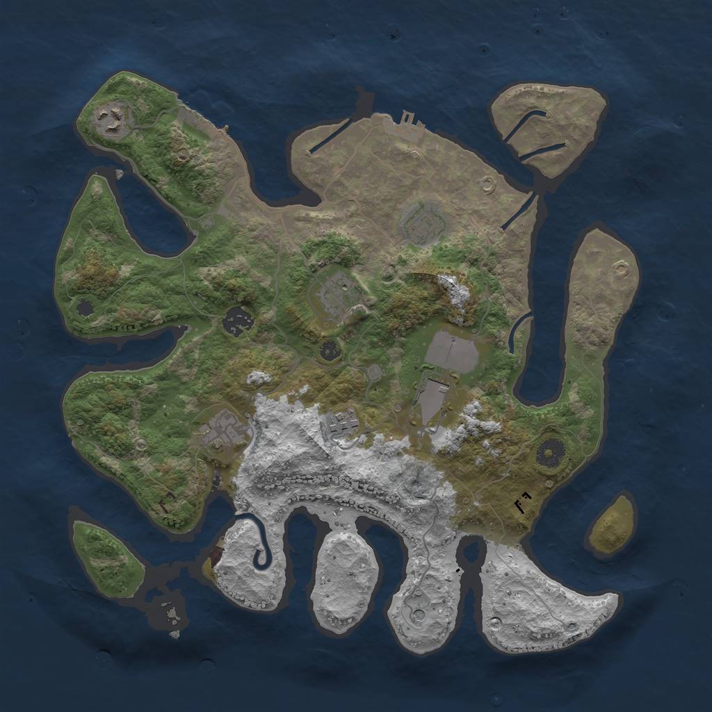 Rust Map: Procedural Map, Size: 3700, Seed: 759621548, 12 Monuments