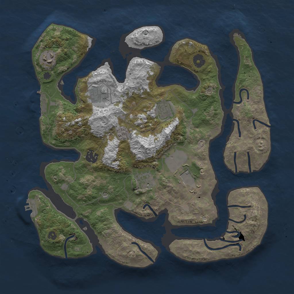 Rust Map: Procedural Map, Size: 3500, Seed: 3111904, 12 Monuments