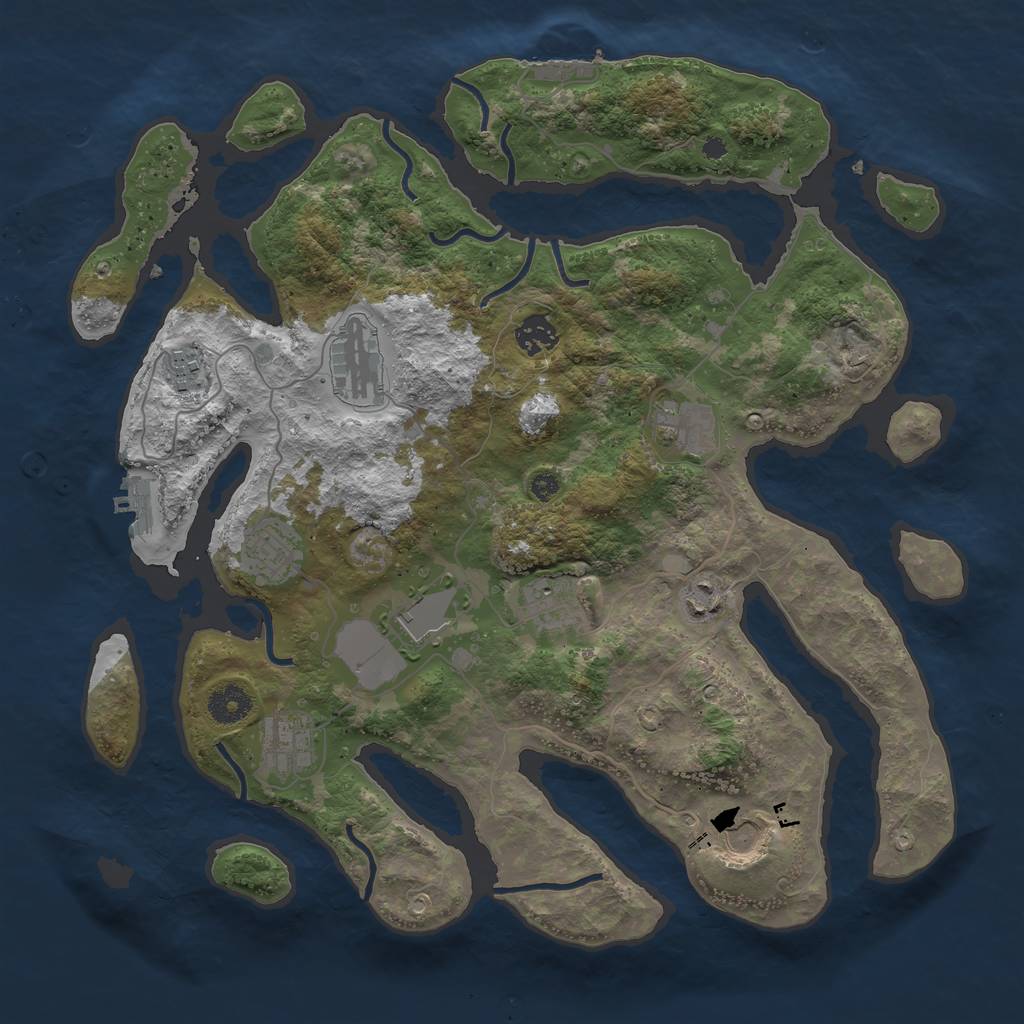 Rust Map: Procedural Map, Size: 3802, Seed: 2, 14 Monuments