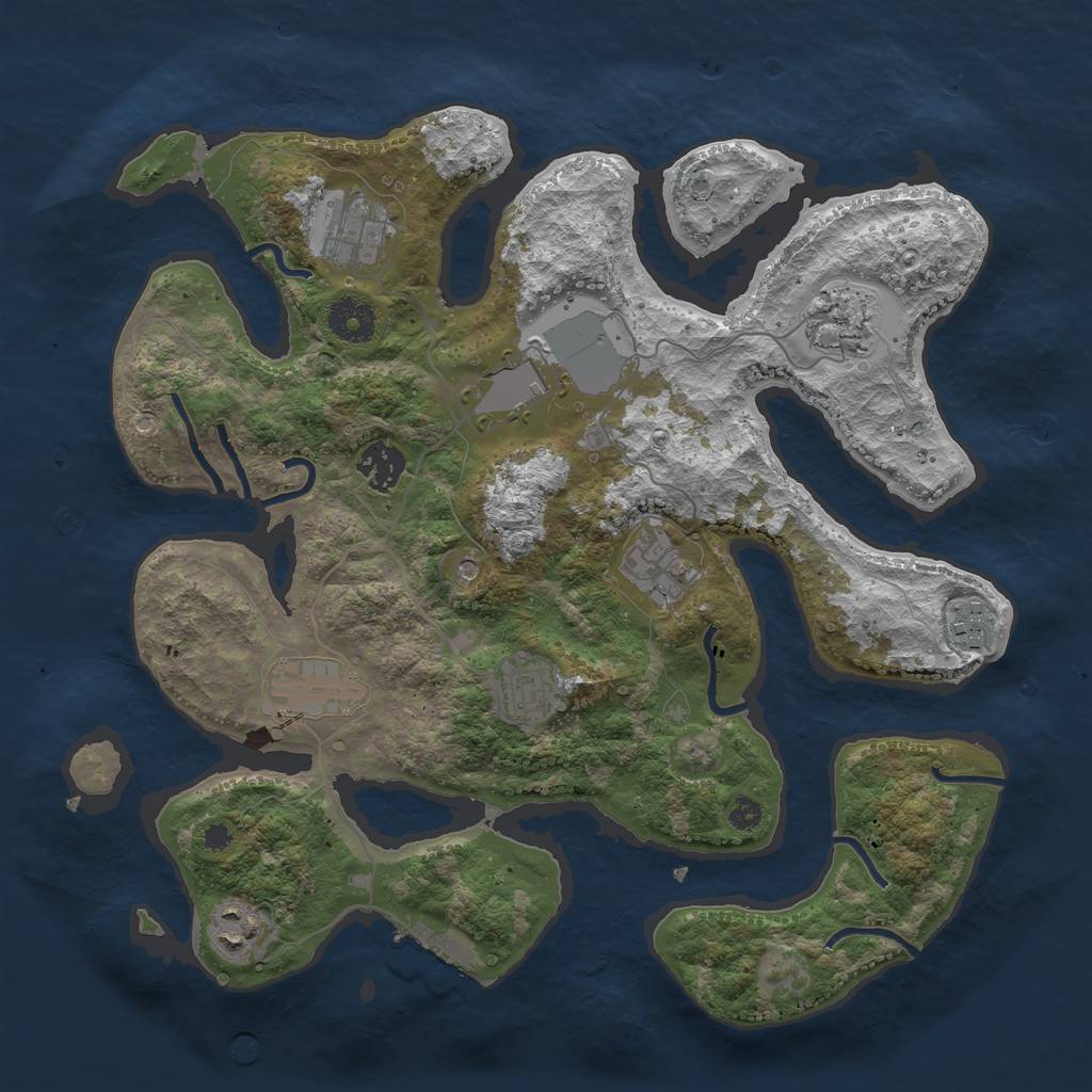 Rust Map: Procedural Map, Size: 3500, Seed: 684523, 13 Monuments