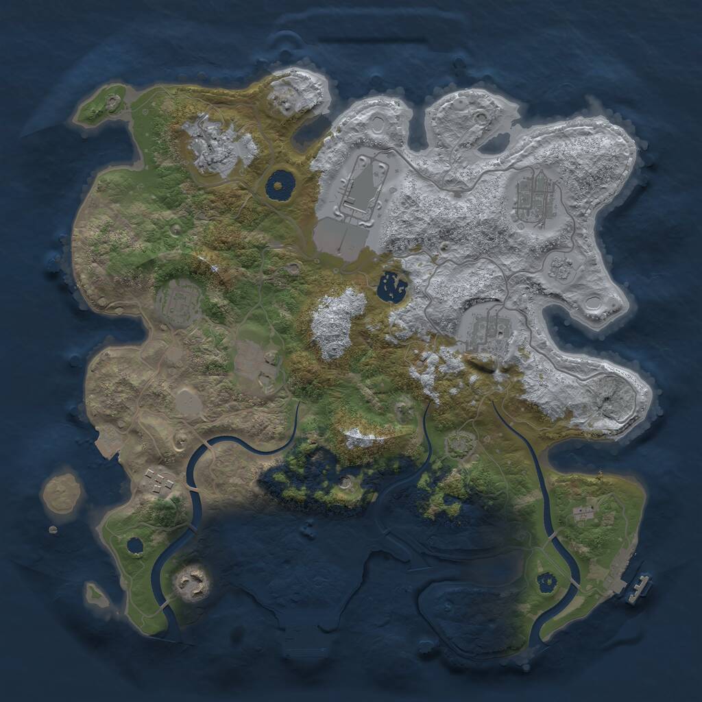 Rust Map: Procedural Map, Size: 3500, Seed: 684523, 15 Monuments
