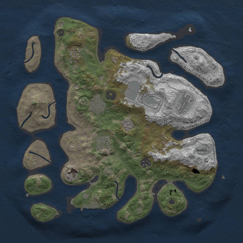 Rust Map: Procedural Map, Size: 3500, Seed: 5178665, 12 Monuments