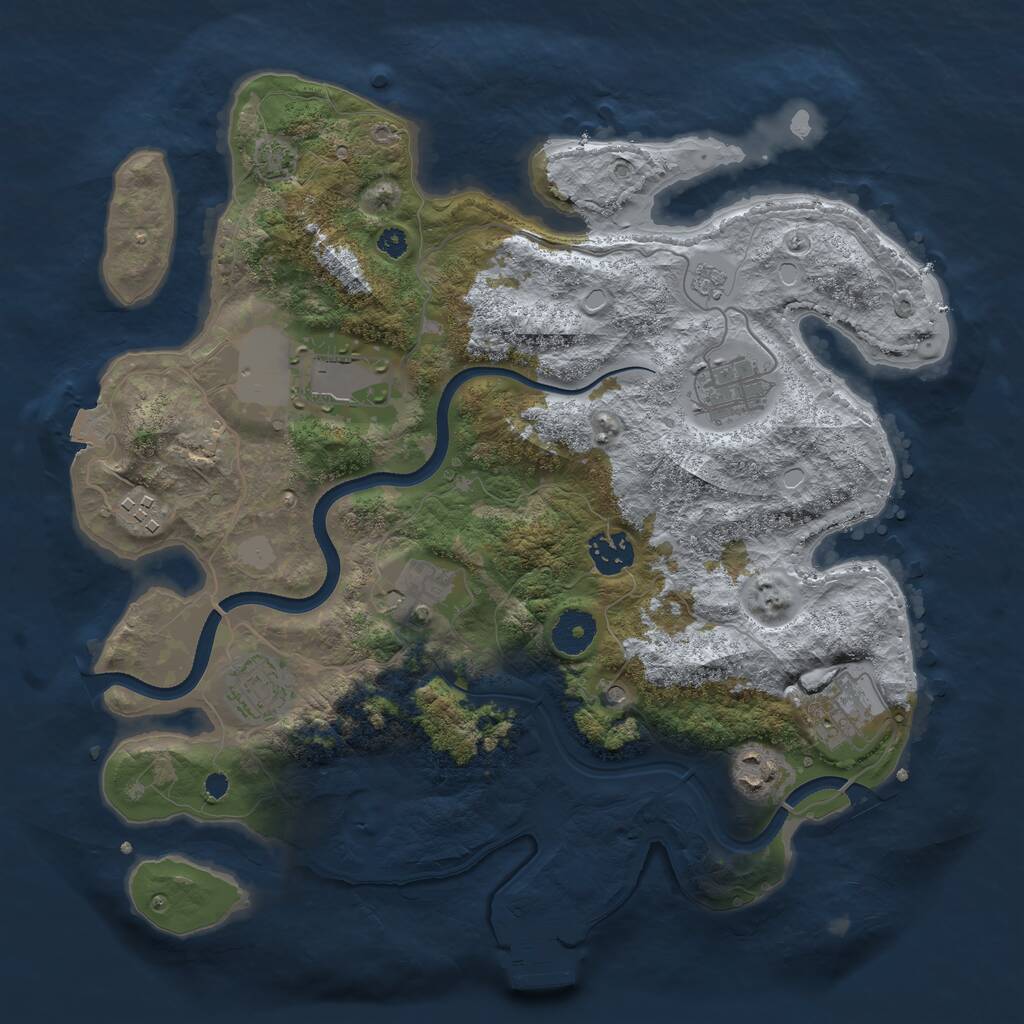 Rust Map: Procedural Map, Size: 3500, Seed: 5178665, 13 Monuments