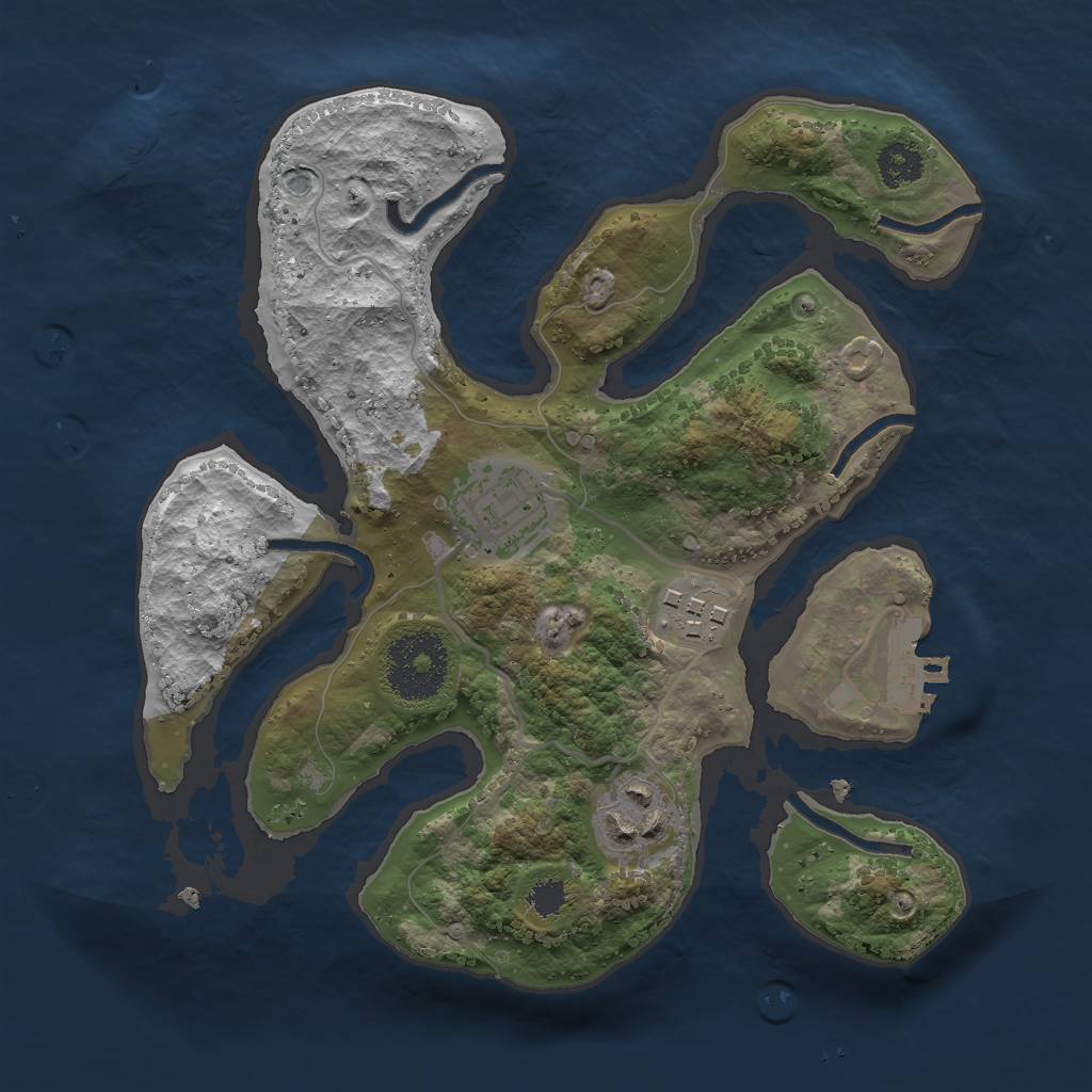 Rust Map: Procedural Map, Size: 2500, Seed: 1060094422, 6 Monuments