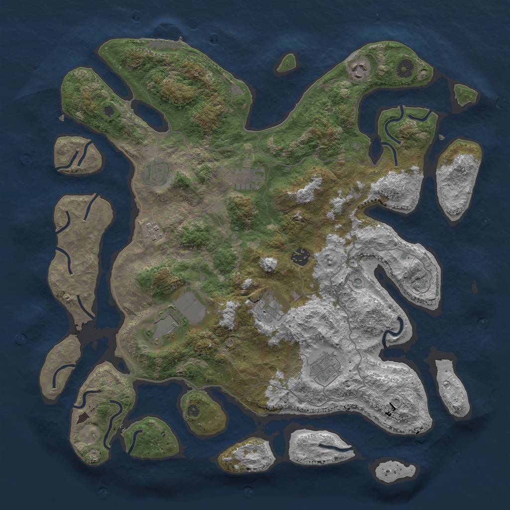 Rust Map: Procedural Map, Size: 4250, Seed: 725914, 12 Monuments