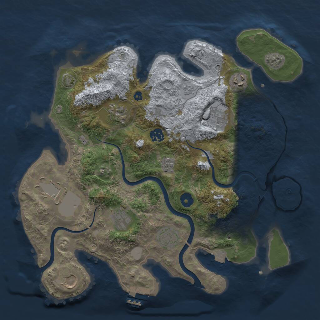 Rust Map: Procedural Map, Size: 3500, Seed: 125747537, 14 Monuments