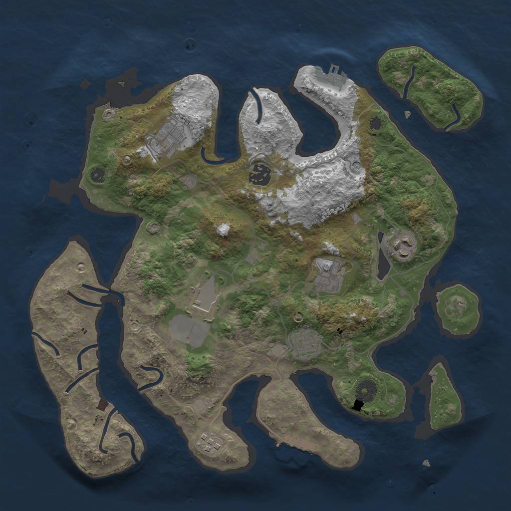 Rust Map: Procedural Map, Size: 3500, Seed: 125747537, 12 Monuments