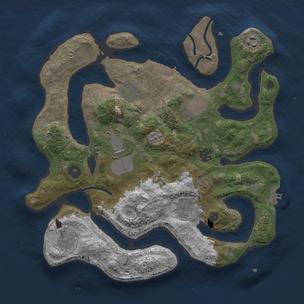 Rust Map: Procedural Map, Size: 3500, Seed: 2042901618, 13 Monuments